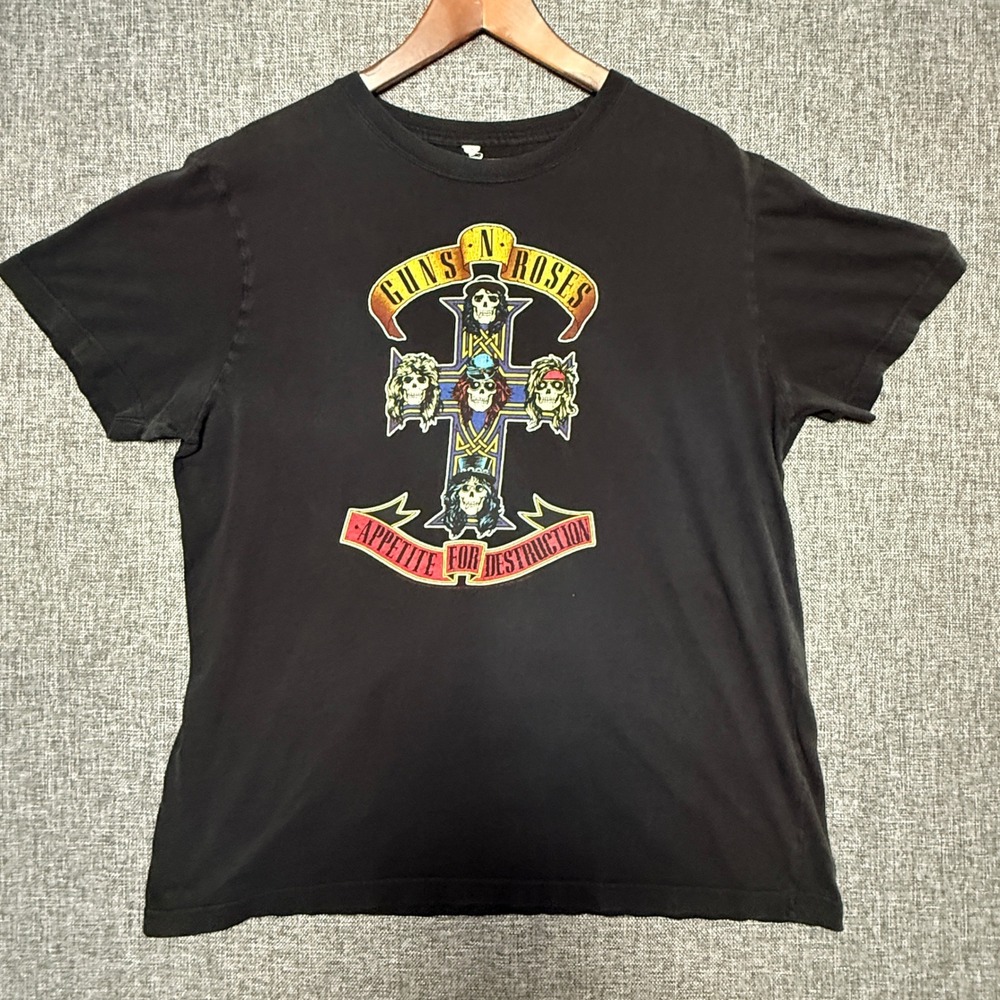 Guns N Roses Graphic T Shirt Mens Black Appetite For Destruction Vintage | L